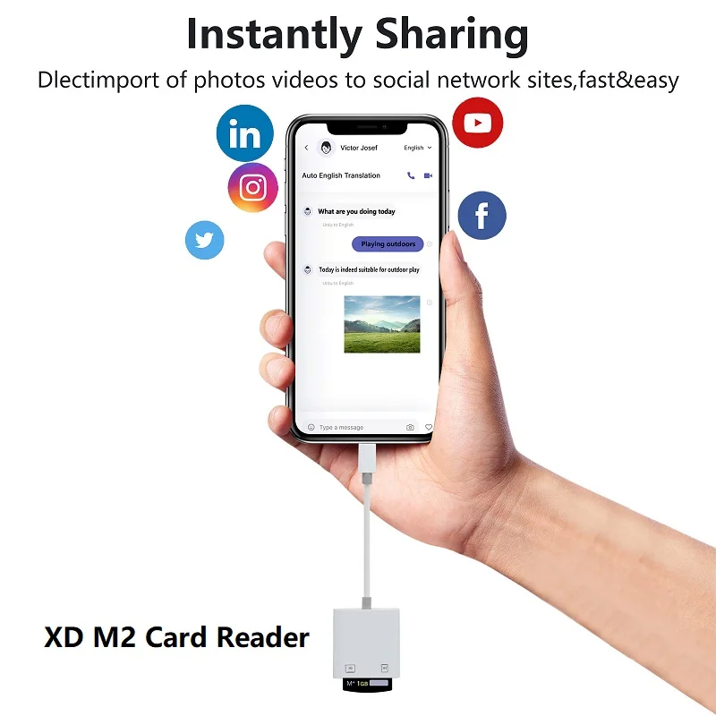 iPhone XD Card Reader Lightning/Type-c M2 Card Reader XD Picture Adapter Camera Memory USB C memory card reader