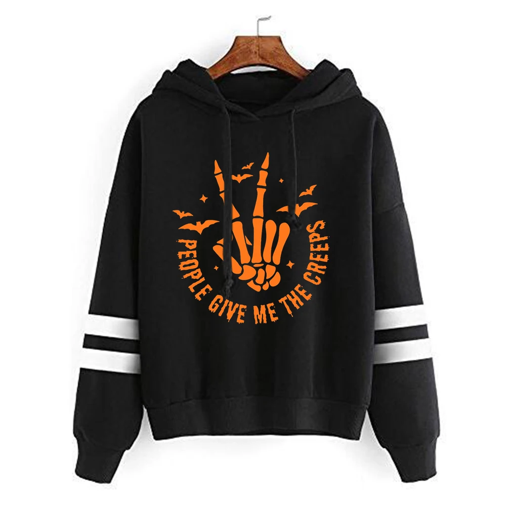 People Give Me Halloween Hoodies Gothic Horror Gift for Women Skeleton Hand Kawaii Clothes Witch Spooky Season Clothing