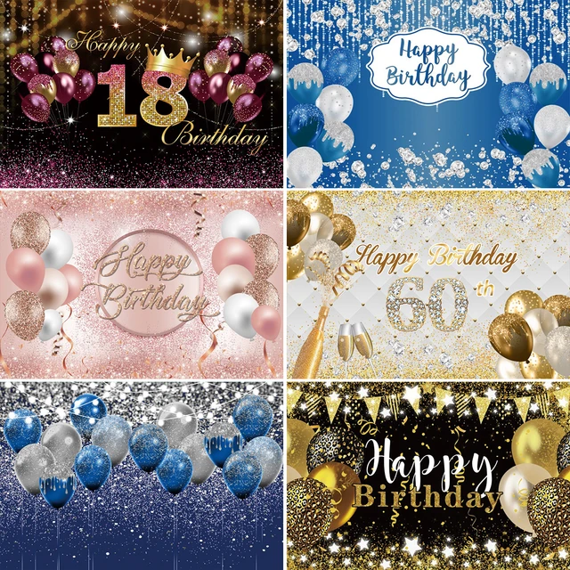 Nero rosa adulto compleanno sfondo Banner oro Glitter palloncino  decorazioni per feste ritratto di famiglia fotografia sfondo compleanno  Decor - AliExpress