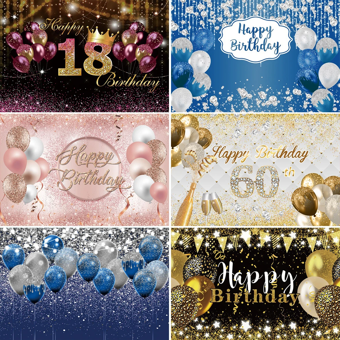 Black-Pink-Adult-Birthday-Background-Banner-Gold-Glitter-Balloon-Party ...