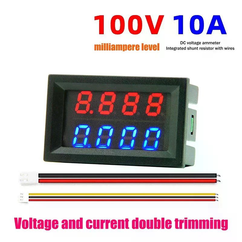 48*28mm 4자리 5선 미니 디지털 전압계 전류계 DC 100V 10A 전압계 전류계 듀얼 LED 디스플레이 광범위한 응용 분야