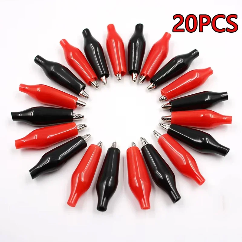 20pcs Metal Alligator Clip G98 Crocodile Electrical Clamp Testing Probe Meter Black Red Plastic Boot Car Auto Battery