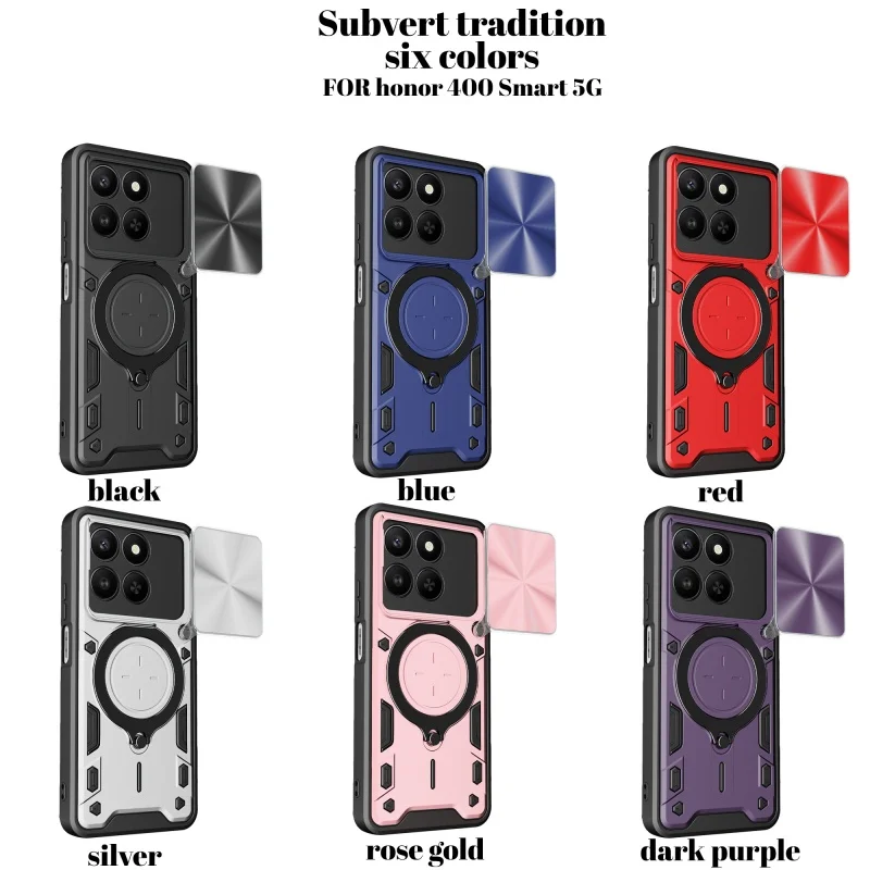 Enhanced Armor 5G Phone Case with Magnetic Car Holder and Slide Lens Protection