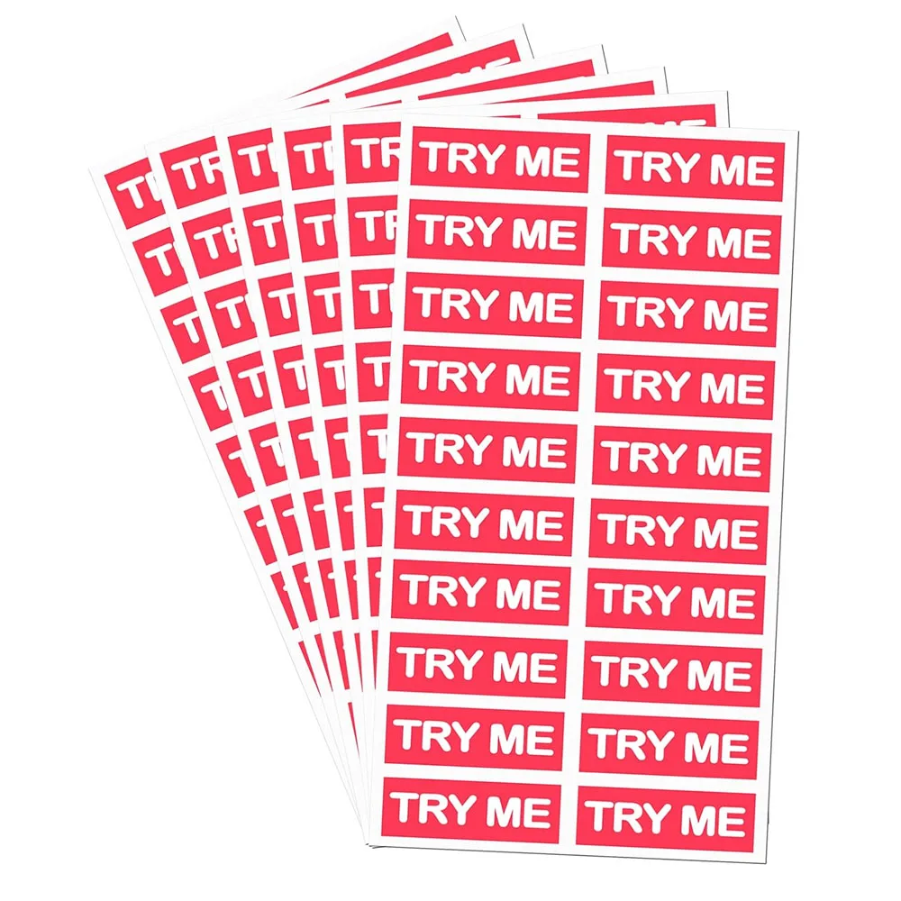 Try Me Stickers Tester Sample Label for Cosmetics Pink Sample Stickers 1.25x0.5inch 500Pcs