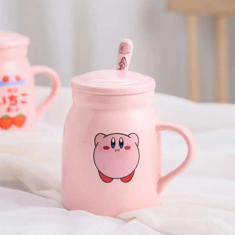 Anime Stars Kirby Cartoon Cute Glass Cup Kawaii INS Style Creative