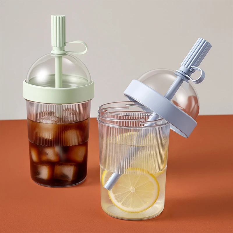 Coffee Cups With Lids Reusable 17oz Drinkware With Lid And Straw Cold Drink Tumbler For Women Men Travelers Home Office Travel - 2