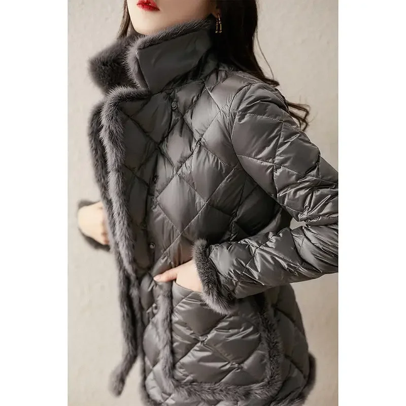 Parka Women Plus Size Padded Coat 2024 Winter Down Cotton Padded Clothes Artificial Mink Hair Splicing Warm Parkas Jackets Woman women s cotton padded clothes and medium long large size hoode winter warm plush coat cotton padded clothes for women