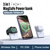10000mAh Magnetic Wireless Power Bank 3 in 1 Portable Auxiliary Battery PD20W Fast Charging For iPhone 16/15/14/13/12 Watch 6