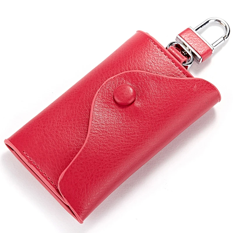 Unisex Car Business Gift Cow Genuine Leather Base Fashion Small Bags Purse Case Office Use Black Multifunction Key Pack Holders