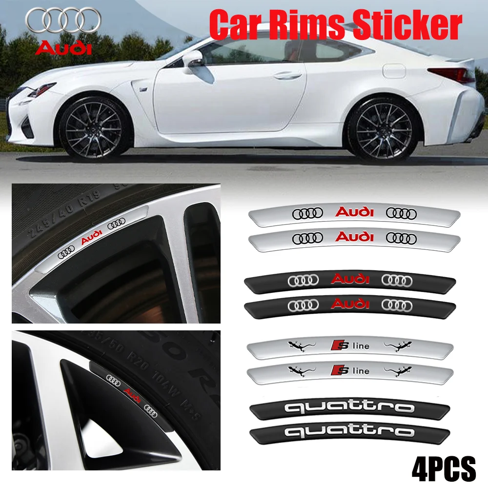4 Pz Nero/Argento Alluminio Copertura Valvola Auto Ruote Cerchi Styling Decalcomania Adesivo Accessori Auto Per Audi S Line Quattro Q3 Q5 Rs