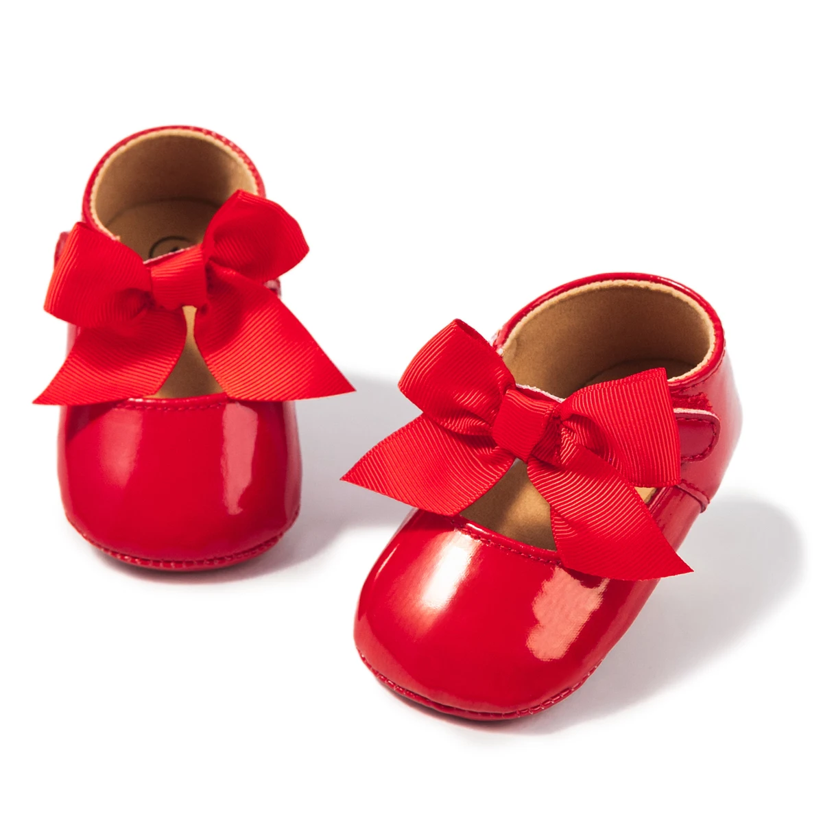 Meckior Baby Girl Shoes Cute Baby Sweet Princess Style Anti-Slip Bed Shoes Newborn Christmas Red Toddler Shoes New Years 4