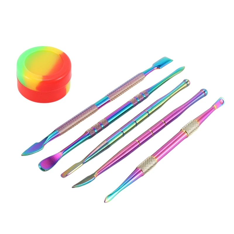 6 Pcs Wax Carving Tool Set, Stainless Steel Double-Sized Tools with Silicone Container Jar and Metal Case, Rainbow Color woodworking boring machine