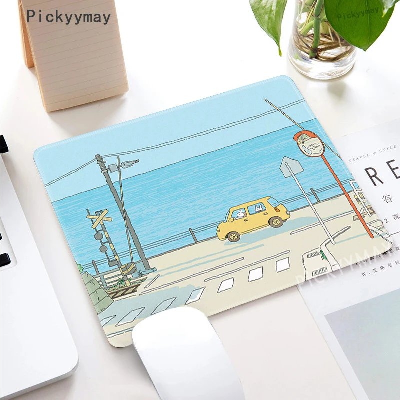 Gaming Mousepad Mouse Pad Computer Desk Mat Kawaii Anime Small Mouse Pad Desktop Cute Green Plant Mousepad Non-slip Laptop Desk Mat Gaming Accessories Cartoon Rug Gifts
