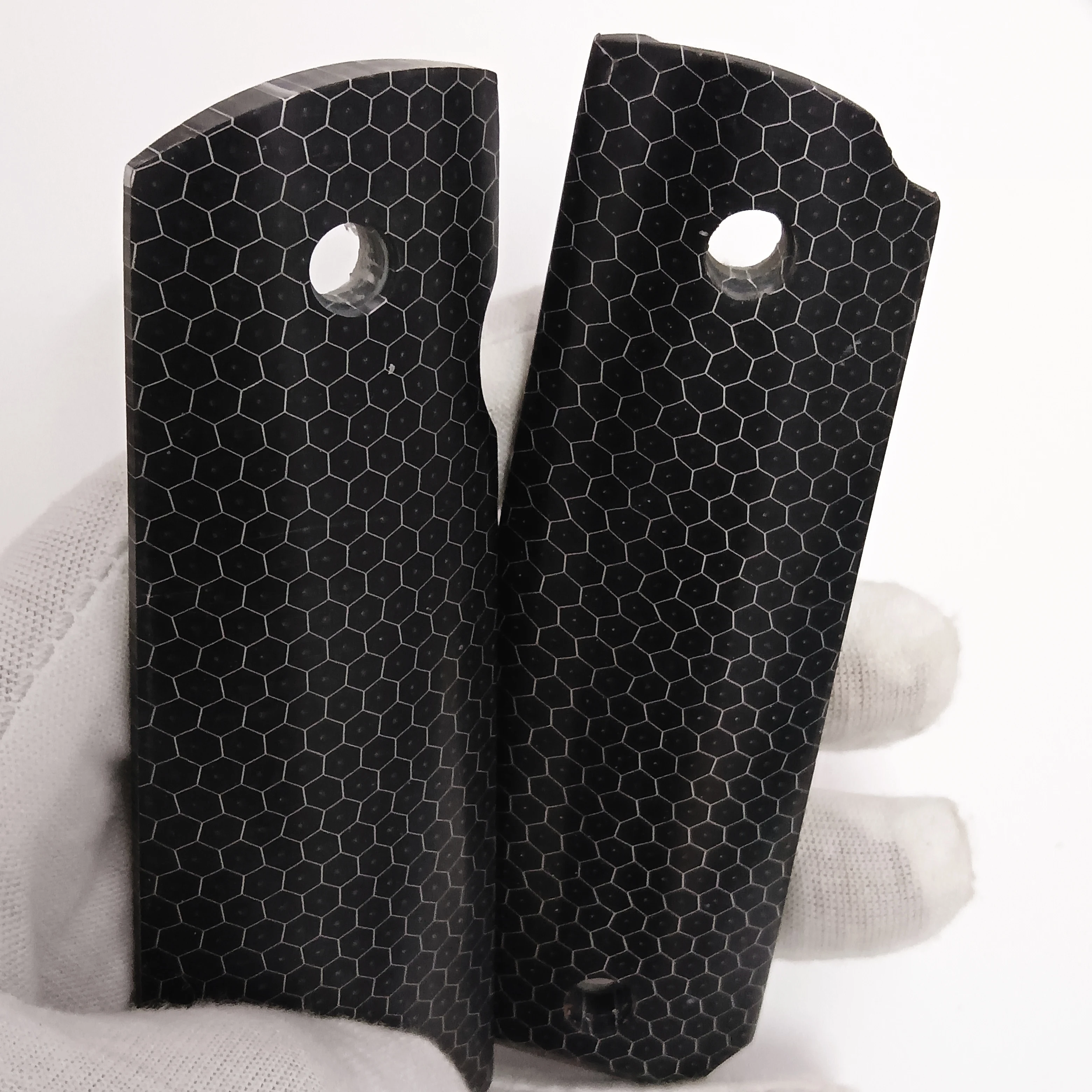 1pair 1911 Grips Black C-Tek Honeycomb Pattern Resin Handle Grips Patch Custom Grips CNC Handle Grips