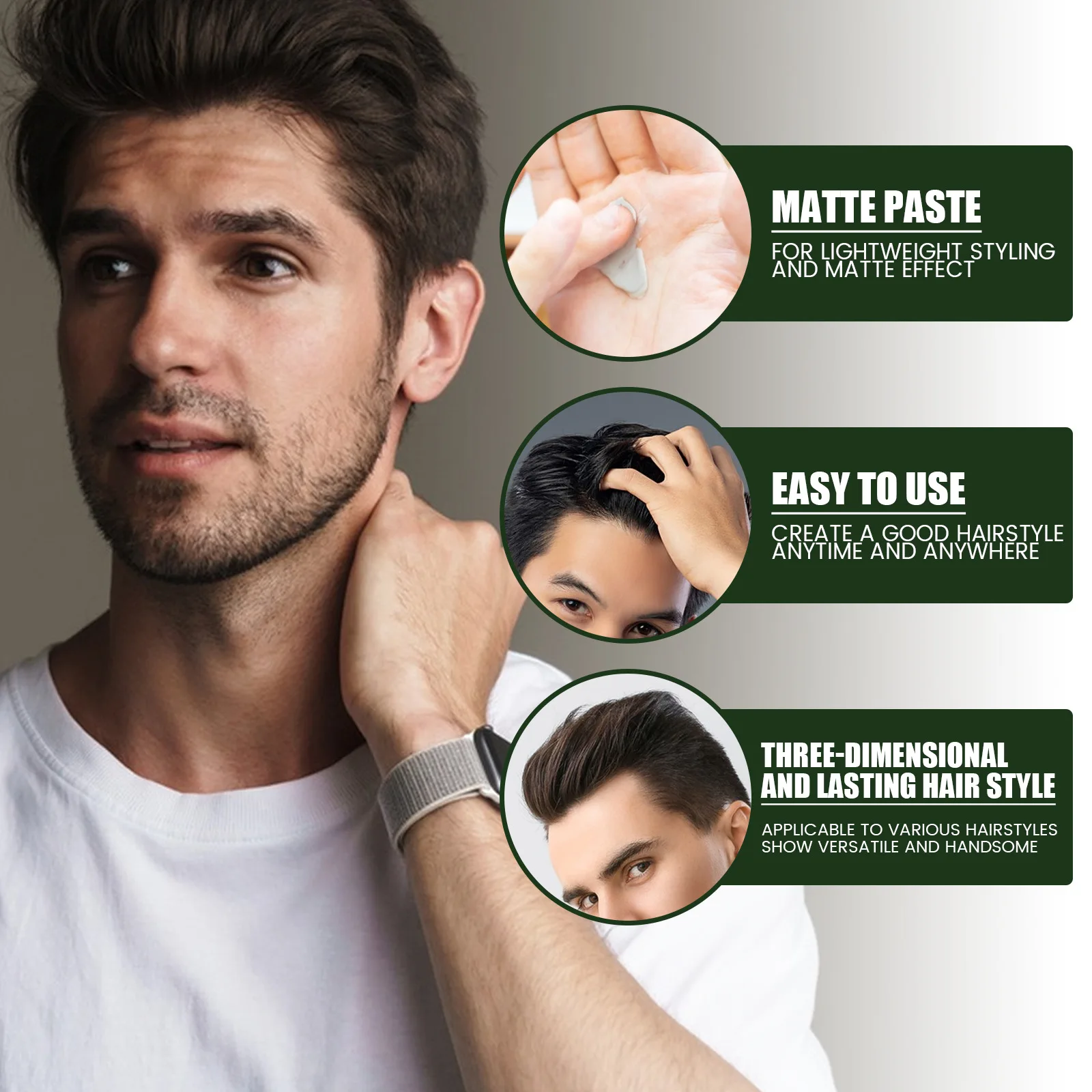 Matte Hair Styling Wax Cream for Men Strong Hold Anti Frizz Broken Hair Long Lasting Natural Fluffy Quickly Shaping Stereotype