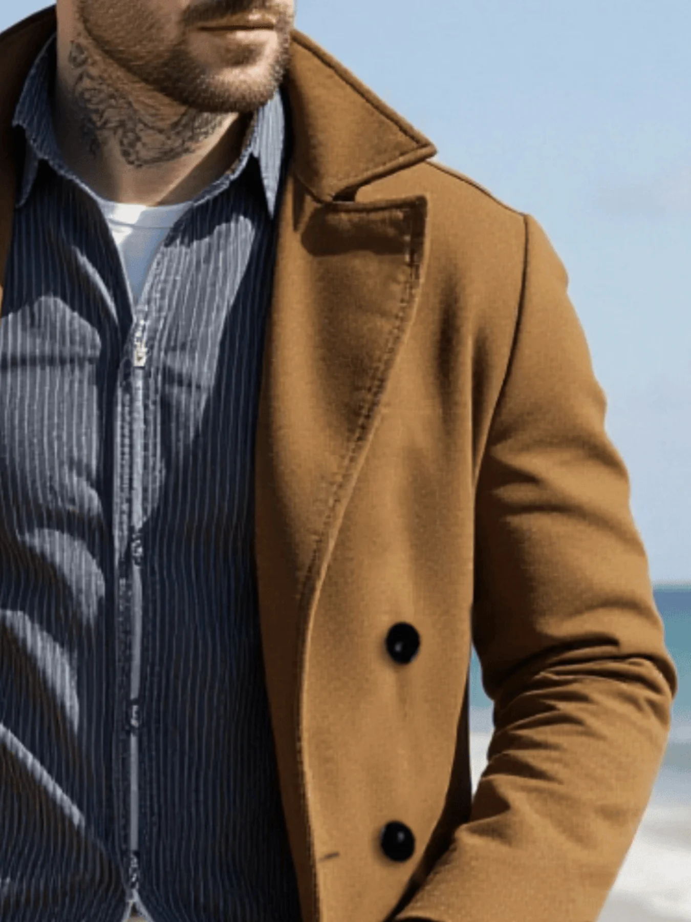 سترة شتوية للرجال معطف صوفي محبط معطف سميك من الصو...