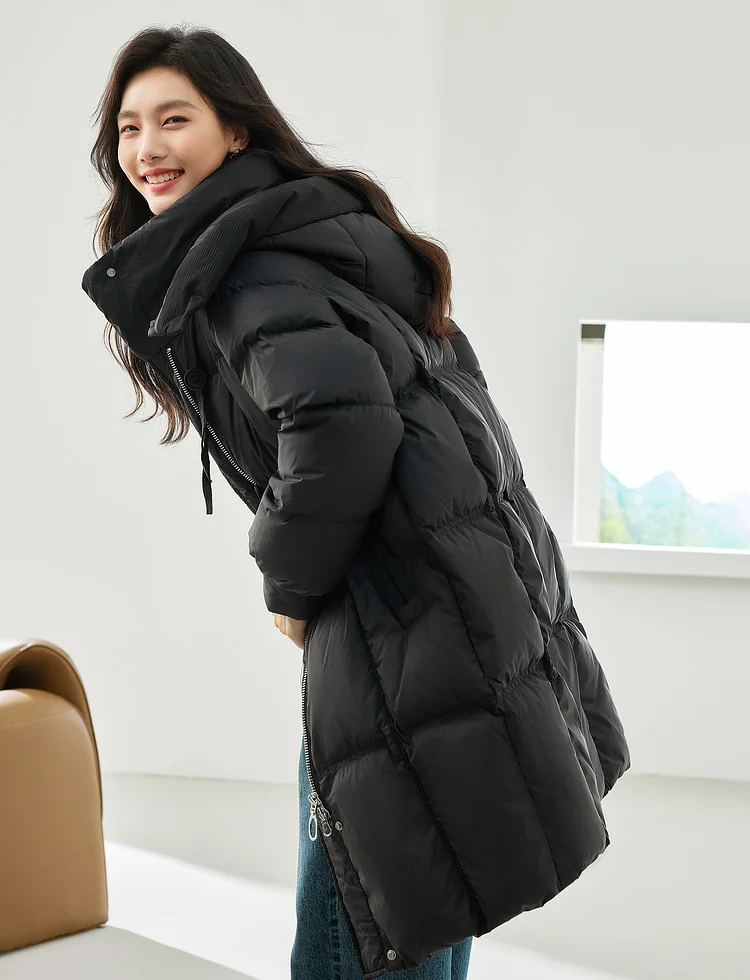 Vimly White Duck Down Puffer Jackets Women Winter Warm Long Down Coat 2023 Windproof High Neck Detachable Hood Outerwear 50636