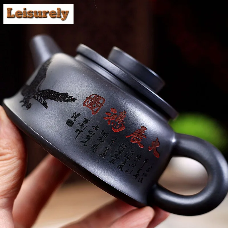 210ml Retro Yixing Purple Clay Teapots Handmade Pot Raw Ore Stone Yellow Mud Kettle With Strainer Chinese Zisha Tea Set Cafes
