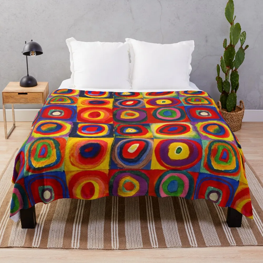 

Kandinsky Color Study Squares With Concentric Circles Throw Blanket Nap Blanket Throw And Blanket From Fluff