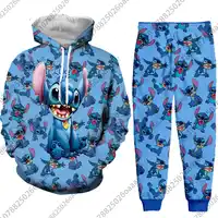 Disney Stitch Funny Men Women Fashion Lilo 3D Hoodie Print High Quality Napping Fashion Hoodies Jacket Pants Suit Tracksuit 1