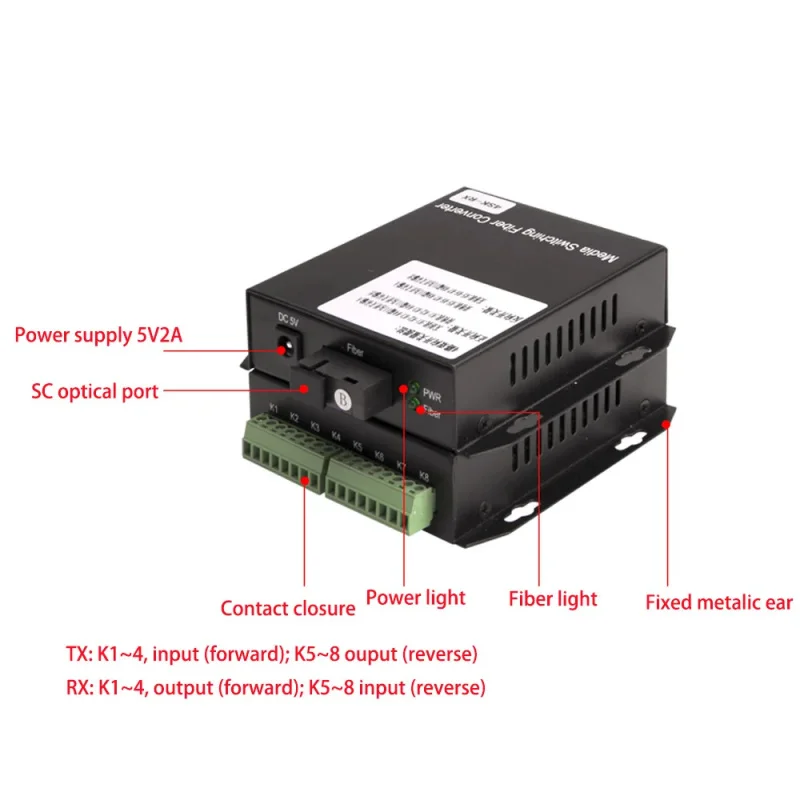 2 4 8 16 Channel Dry Contact Closure over Fiber Converter Dry contact signals to Fiber Optical Transceiver