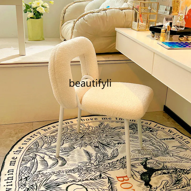 

Lambswool Donut Cosmetic Chair Home Dining Chair I Back Chair