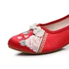 Women's Retro Pointed Toe Embroidered Slip-On Dress Pumps Low-Heeled Summer Spring Dance Shoes for Ladies 5