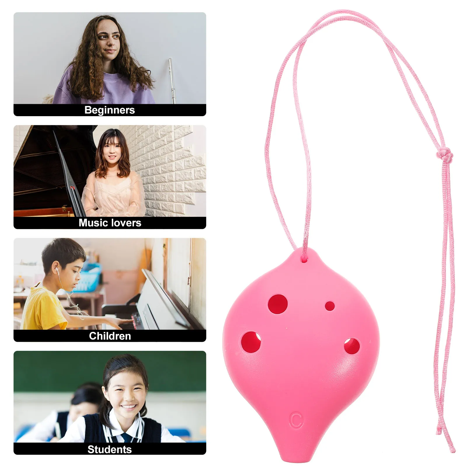 6홀 알토 오카리나 플라스틱 초보자 연습용 악기 어린이와 성인을 위한 휴대용 경량 미니 오카리나