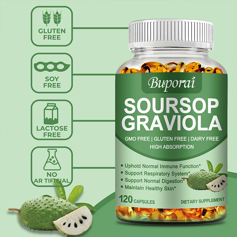 Soursop Supplement Soursop Graviola Capsules Promotes Cellular Health Relieves Stress and Improves Mood