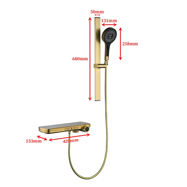 ชุดก๊อกน้ำอัจฉริยะระบบดิจิตอลระดับไฮเอนด์สำหรับห้องน้ำ พร้อมระบบฝักบัวแบบแยกส่วนสำหรับอ่างอาบน้ำ ฝักบัวแบบเรนชาวเวอร์ และก๊อกน้ำแบบวอเตอร์ฟอล 6