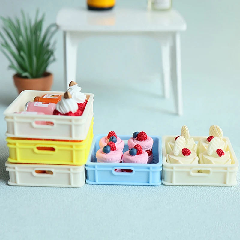 

1Set 1/12 Dollhouse Miniature Cake Afternoon Tea Dessert Food Dessert Cupcake Basket for Doll House Play Kitchen Accessories Toy