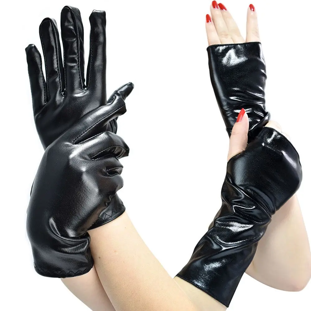 

Black PU Leather Cosplay Gloves Military Parade Etiquette Performance Gloves Leather Gloves Men's And Women's Gloves