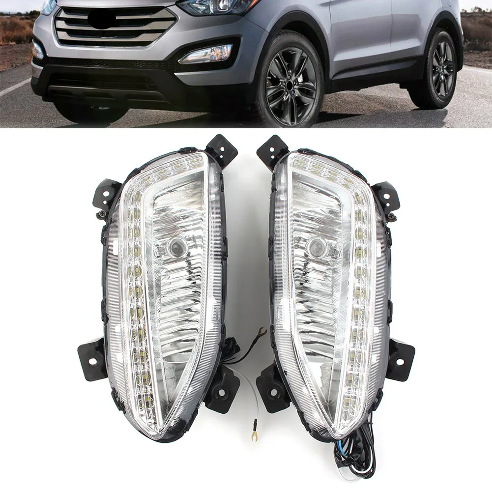 

1Pcs Car Front Bumper Daytime Running Light LED DRL For Hyundai Santa Fe / IX45 2013 2014 2015 Car Accessories