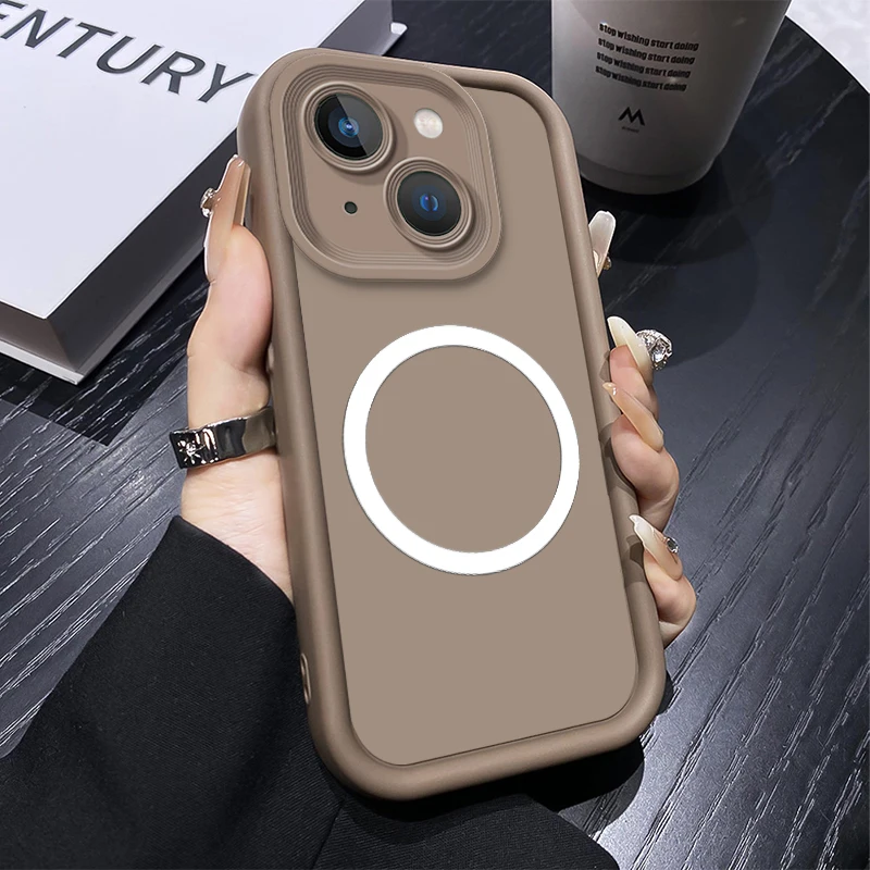 Silicone Phone Case with Lens Protection and Magnetic Wireless Charging Sticker