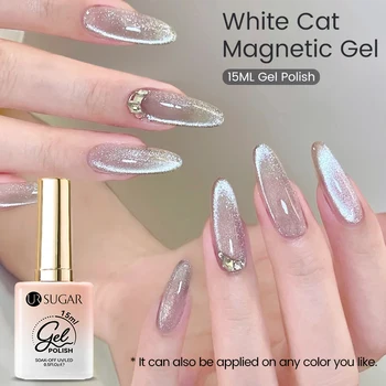 UR SUGAR 15ml White Cat Magnetic Gel Sparkling Sliver Glitter Light Semi Permanent Nail Polish Soak Off Varnish UV Gel Nail Art 2
