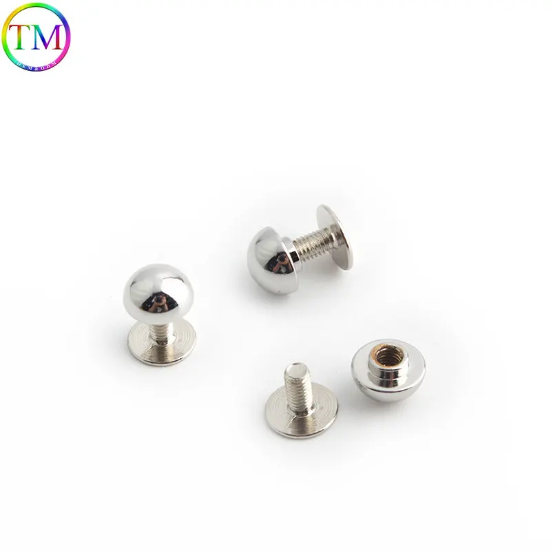 6mm 10mm 16mm Light Silver Metal Nail Strap Cap Rivets Round Head Screws Mushroom Rivets Stud Belt For Bag Shoes Leather Craft