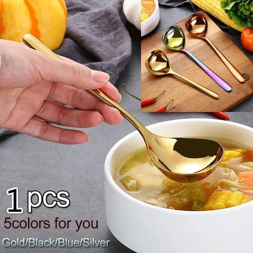 1 Pcs 304 Stainless Steel Spoon Family Soup Spoon Stainless Steel Kitchen Cooking Spoon Soup Spoon Wooden Spoons For Cooking