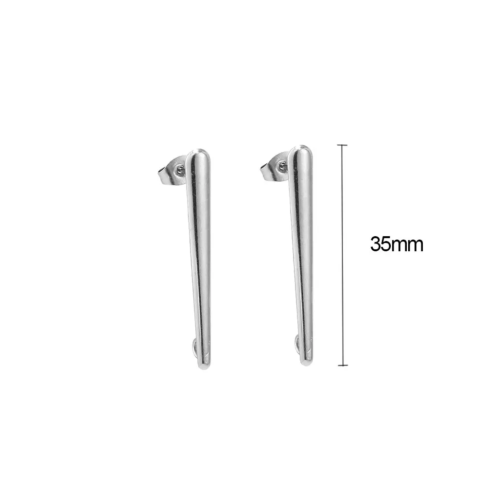 10 Stück Edelstahl-Ohrstecker, Ohrringe, Stifte, Basis mit Ohrstöpsel, langer Stab, Ohrring für Ohrringe, DIY-Schmuckherstellungskomponenten – Detail 4