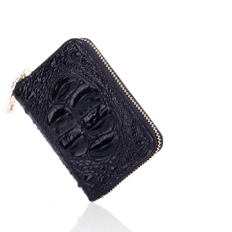 Genuine Leather Women Fashion Business Wallet High Quality Mini Zipper Multi Namecard Holder Cards Purses Luxury Small Billfold