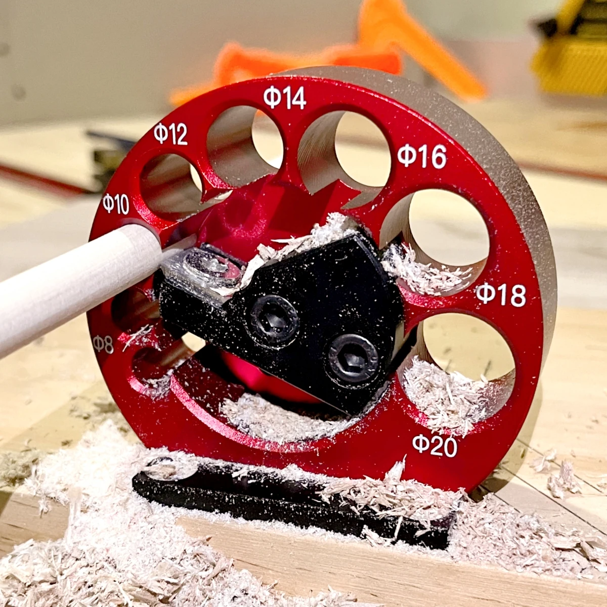thumbnail image 2 of Dowel Maker Carpenter With Adjustable 8 Holes Carbide Inserts, Electric Drill Milling Round Rod Making Jig Tool Wooden Dowels 8mm 2 of 14