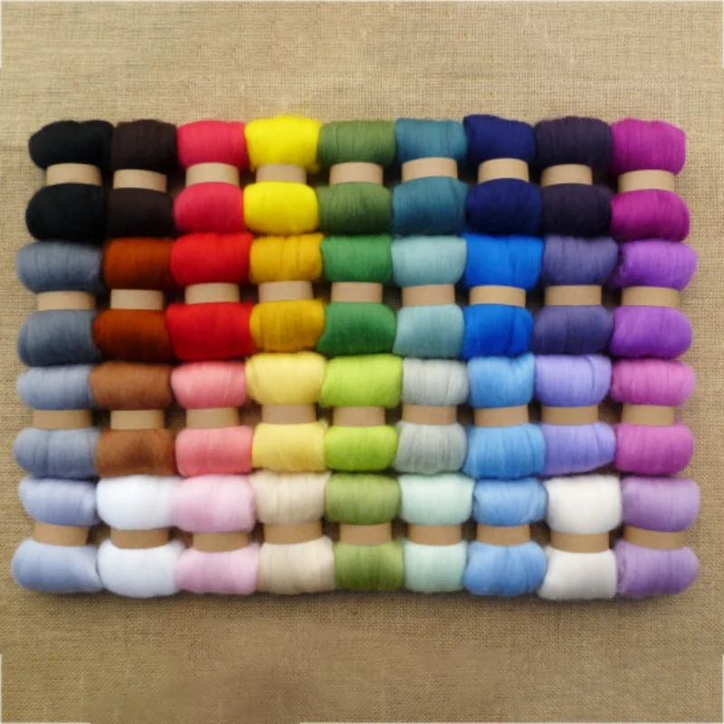 Felting Wool Fibre 36Colors For DIY Needle Felting Hand Spinning Doll Needlework Landscapes Fibre Arts