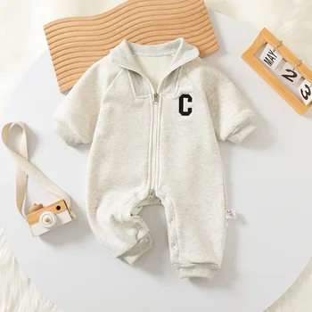 Tutina Spessa per Neonati 0-2 Anni, Autunno Inverno, Nuova Collezione, con Fodera in Pelliccia, Stile Sportivo, per Bambini, per Esterni, Pezzo Unico