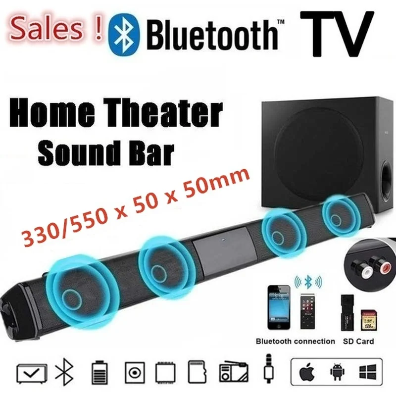 TV Sound Bar Wireless Bluetooth Soundbar Bluetooth Speaker Hi-Fi Stereo Speaker Home Surround SoundBar for PC Theater TV Speaker - ANKUX Tech Co., Ltd