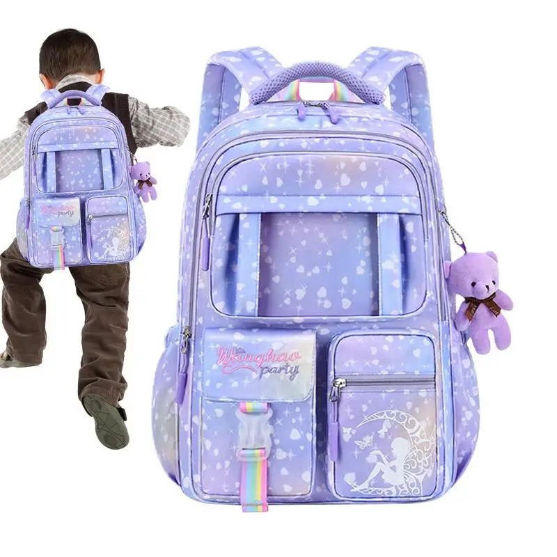 Bear Backpack For Kids Cute Bear Princess Breathable Kids Backpack 18inch Large Capacity Spine Protection Backpacks For School