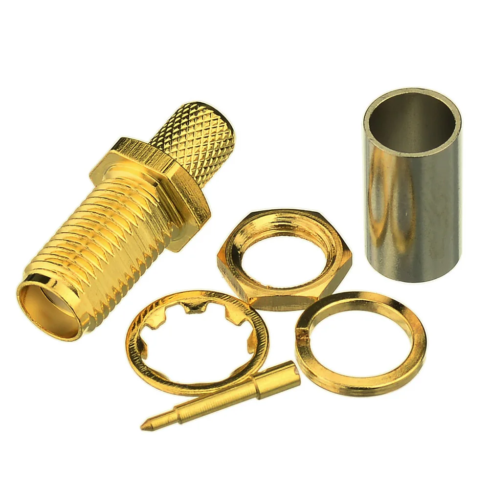 Superbat RP-SMA Crimp Female/Male Pin Bulkhead RF Coaxial Connector for RG59 LMR200 Cable - Electronic Component