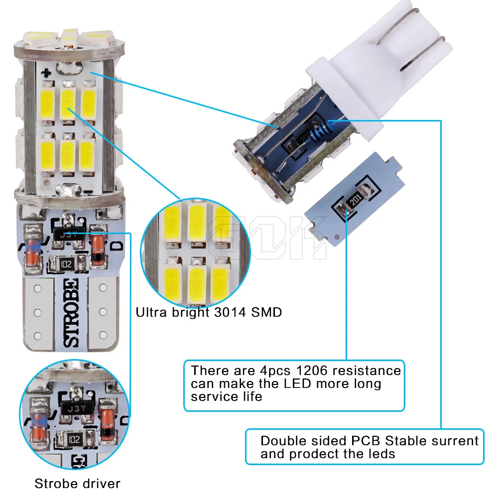 T10 LED Ʈκ ÷ 194, W5W, 30LED, 3014 SMD, ӵǴ , ڵ Ʈκ ÷,   ۵ , ڵ , 10 