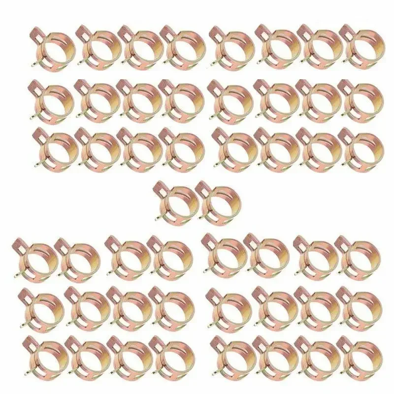 Spring Hose Clamps 50PCS Set - 5 to 9mm Fuel Line & Water Pipe Clips for Car Air Tube Fixing, Auto Repair Accessories