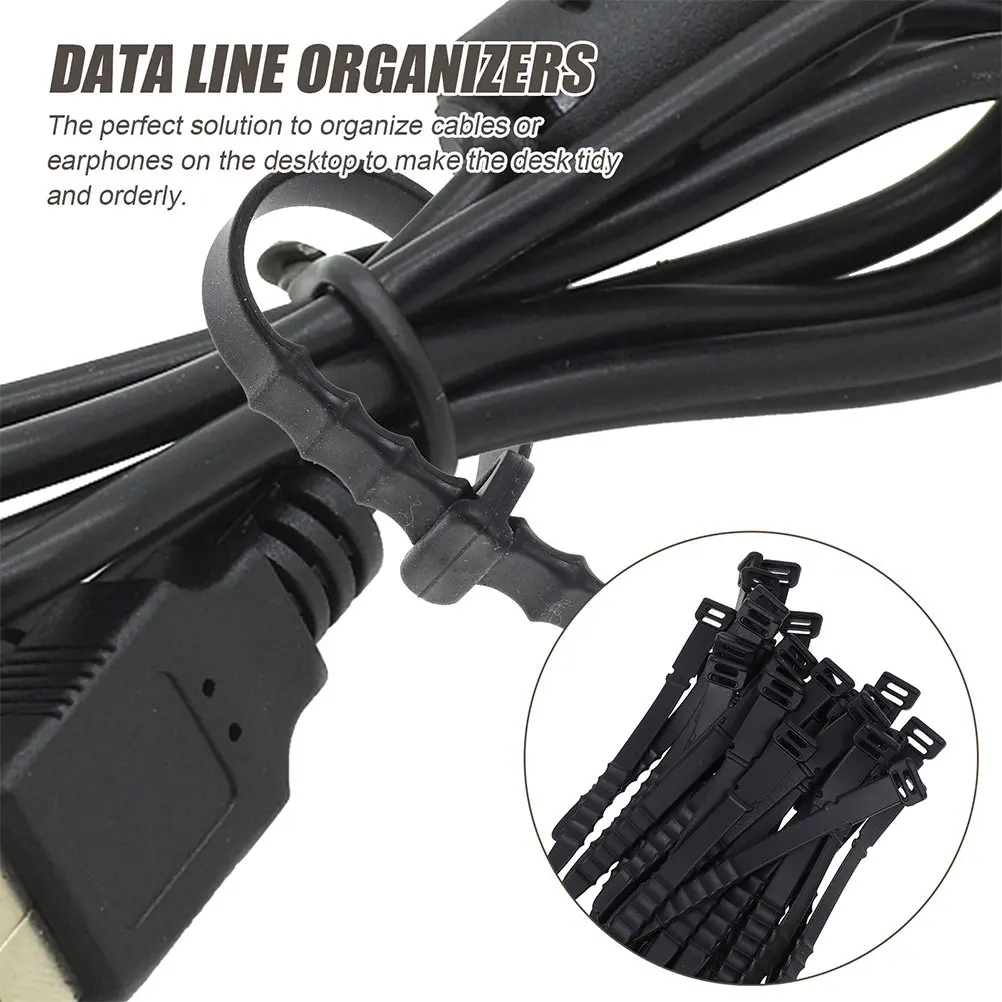 12Pcs 이어폰 용 유연한 실리콘 코드 키퍼 USB 케이블 노트북 책상 홈 오피스 케이블 관리 주최자