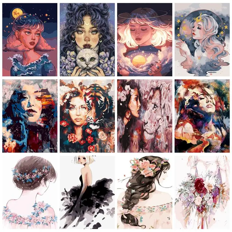 GATYZTORY Oil Painting By Numbers With Frame Markers By Numbers Anime