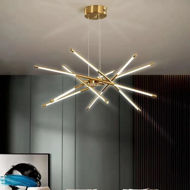 

Minimalist Line Iron Droplight Nordic Strip Home Decoration Designer Living Room Dining Room Bedroom Study Lamps